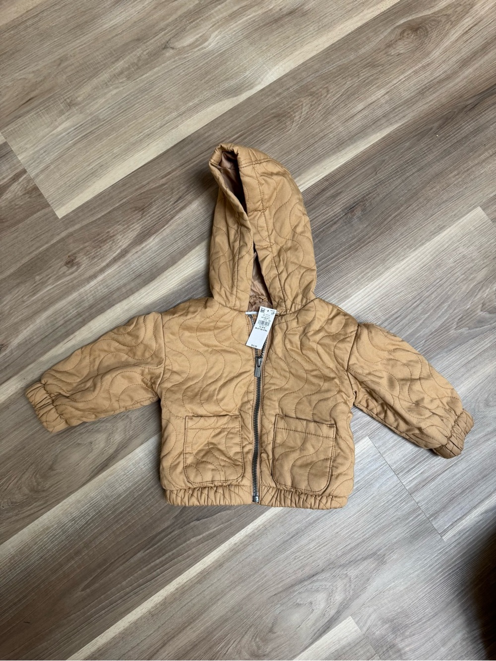 Old Navy Kids Quilted Hooded Jacket in Camel